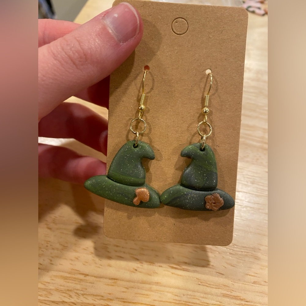 Supercute Polymer Clay Witch Hat Earrings